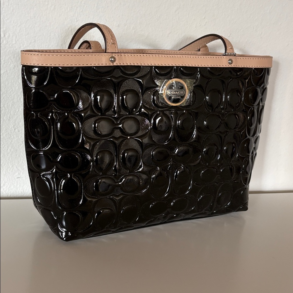 Coach Small Vintage Black Patent Leather Tan Tote
Bag new with tags